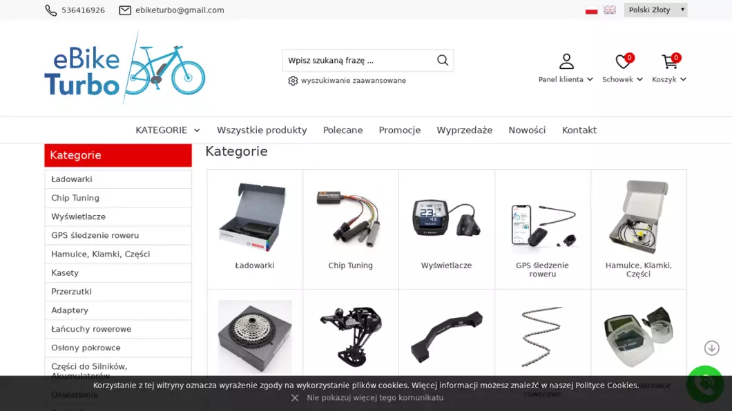Sklep z częściami i akcesoriami rowerowymi Ebiketurbo